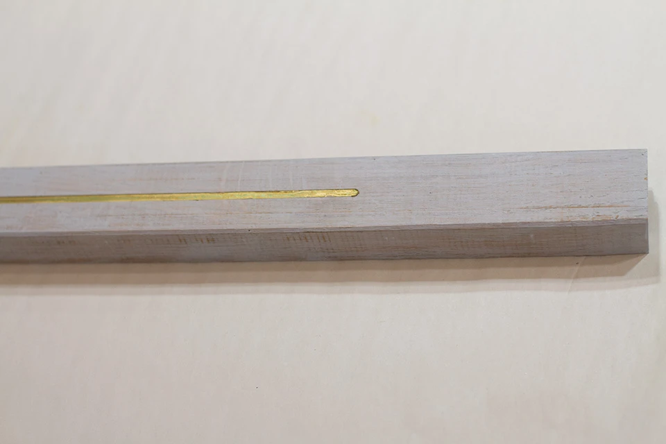 Solid Oak Square Stair Nosing With Brass Double White 25mm By 40mm By 1000mm