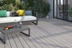 Dasso Bamboo Reversible Grey/Black Reeded XTR Ribbed Hardwood Decking Boards Using Hidden Fixing 18mm By 137mm By 1850mm