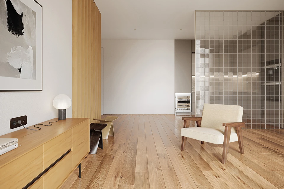 Natural Engineered Flooring Oak Brushed UV Lacquered 14/3mm By 190mm By 400-1500mm