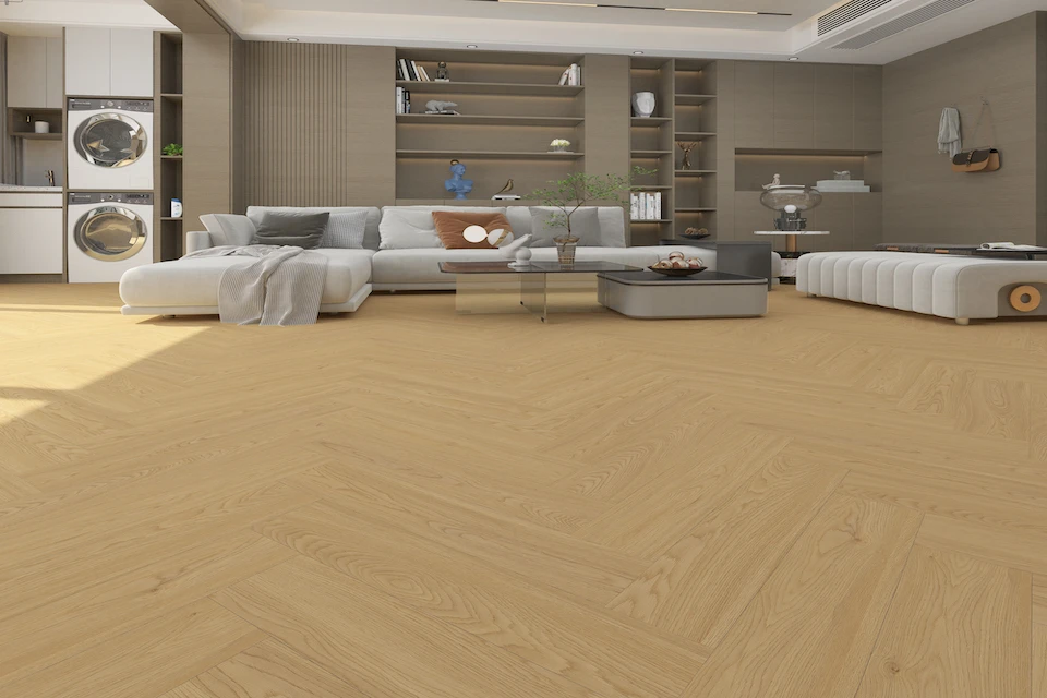 Meron Natural Oak Herringbone Laminate Flooring 12mm By 120mm By 600mm