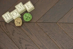 Natural Engineered Flooring Oak Chevron Black Tea Light Brushed UV Oiled 15/4mm By 90mm By 600mm