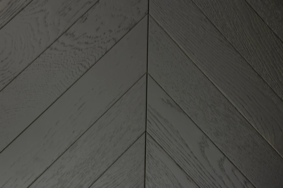 Natural Engineered Flooring Oak Chevron Jet Black Light Brushed UV Lacquered 15/4mm By 90mm By 600mm - Image 3