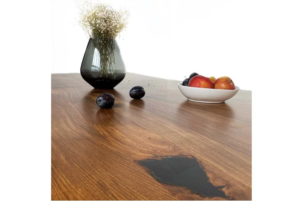 European Oak Dining Room Table Top LiVe Edge UV Lacquered (with Resin) 35mm By 1020mm By 1520mm - Image 3