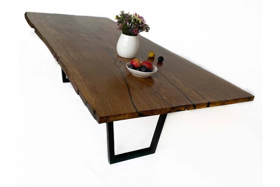 European Oak Dining Room Table Top LiVe Edge UV Lacquered (with Resin) 35mm By 1020mm By 1520mm - Image 2