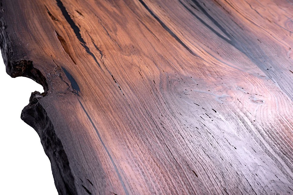 Bog Oak Dining Room Table Top Live Edge Hardwax Oiled (with Resin) 35mm By 930mm By 2100mm - Image 3