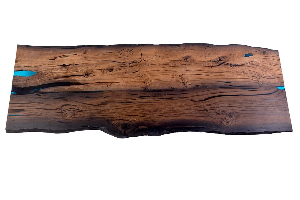 Bog Oak Dining Room Table Top Live Edge Hardwax Oiled (with Resin) 35mm By 890mm By 2530mm - Image 2