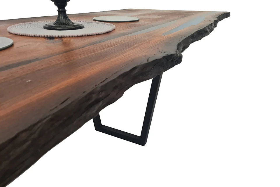 Bog Oak Dining Room Table Top Live Edge Hardwax Oiled (with Resin) 35mm By 930mm By 2600mm
