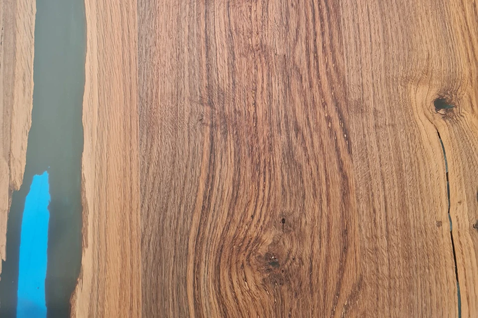 Bog Oak Dining Room Table Top Live Edge Hardwax Oiled (with Resin) 35mm By 930mm By 2600mm - Image 5