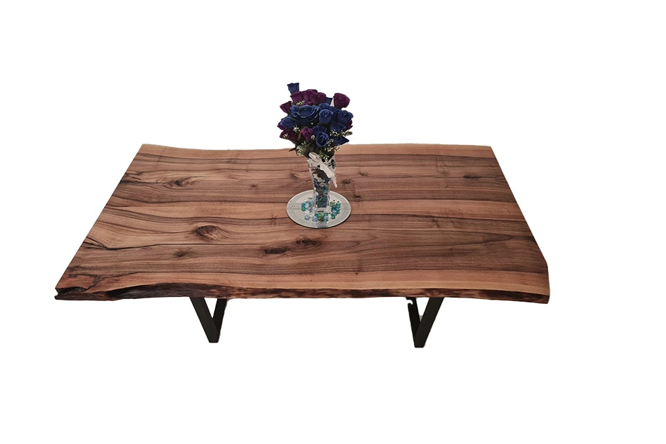 European Walnut Dining Room Table Top LiVe Edge UV Lacquered (with Resin) 35mm By 940mm By 1600mm - Image 3