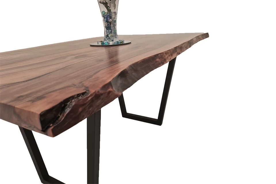 European Walnut Dining Room Table Top LiVe Edge UV Lacquered (with Resin) 35mm By 940mm By 1600mm - Image 2