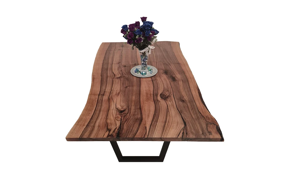 European Walnut Dining Room Table Top LiVe Edge UV Lacquered (with Resin) 35mm By 940mm By 1600mm