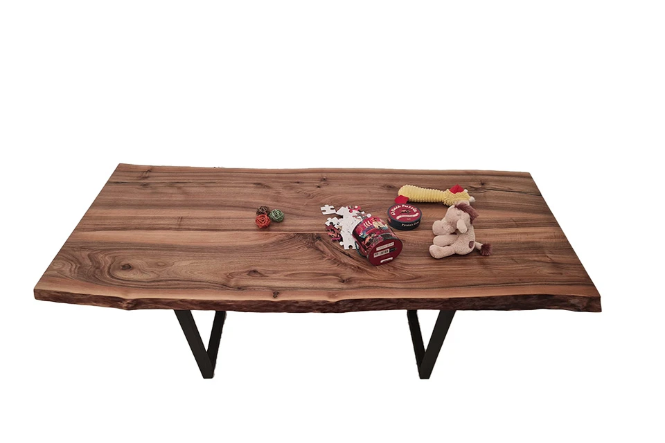 European Walnut Dining Room Table Top LiVe Edge UV Lacquered (with Resin) 38mm By 850mm By 1780mm