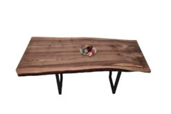 European Walnut Dining Room Table Top LiVe Edge UV Lacquered (with Resin) 35mm By 840mm By 1750mm