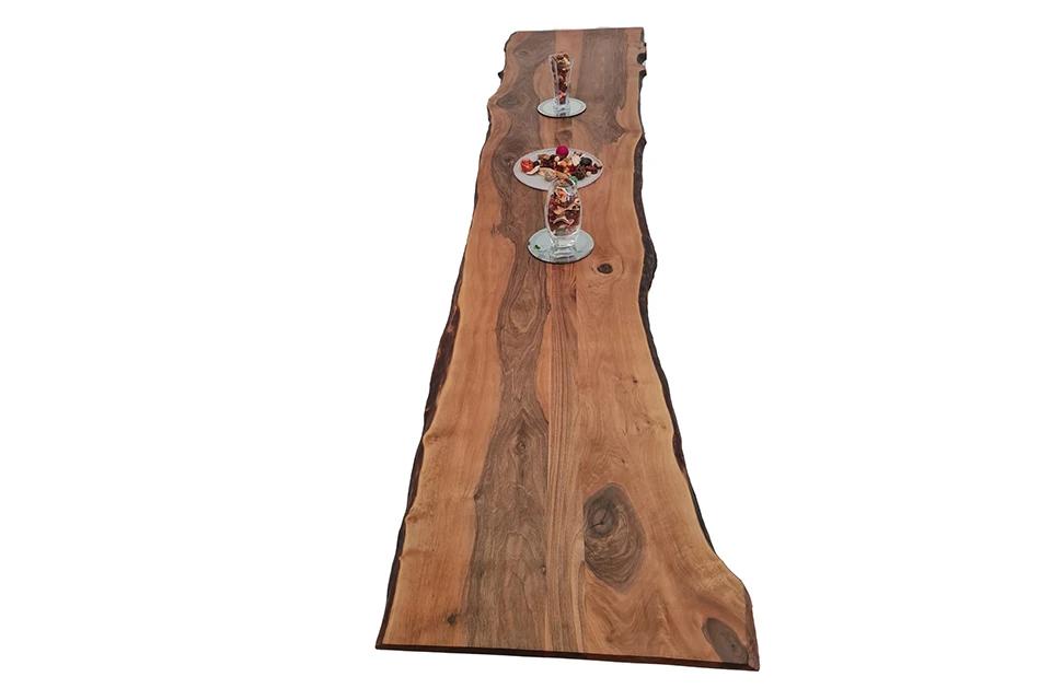 European Walnut Dining Room Table Top LiVe Edge UV Lacquered (with Resin) 37mm By 940mm By 3620mm - Image 2