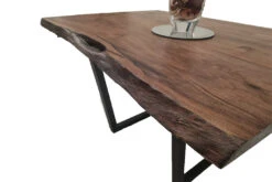 European Walnut Dining Room Table Top LiVe Edge UV Lacquered (with Resin) 40mm By 820mm By 1090mm