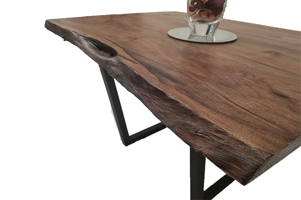 European Walnut Dining Room Table Top LiVe Edge UV Lacquered (with Resin) 40mm By 820mm By 1090mm