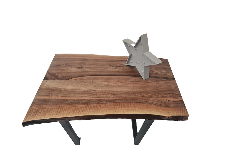 European Walnut Dining Room Table Top LiVe Edge UV Lacquered (with Resin) 38mm By 660mm By 950mm - Image 2