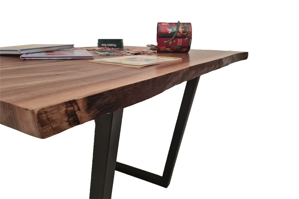 European Walnut Dining Room Table Top LiVe Edge UV Lacquered (with Resin) 37mm By 770mm By 980mm - Image 2