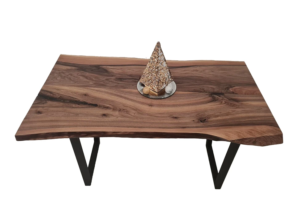 European Walnut Dining Room Table Top LiVe Edge UV Lacquered (with Resin) 37mm By 760mm By 1350mm - Image 3