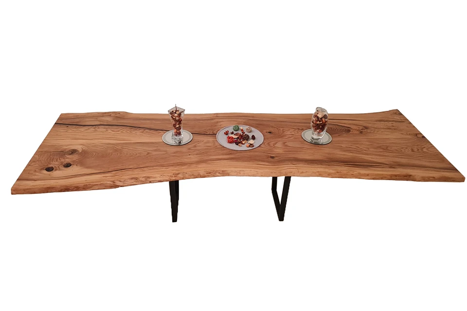 European Oak Dining Room Table Top LiVe Edge UV Lacquered (with Resin) 40mm By 1060mm By 3150mm - Image 3