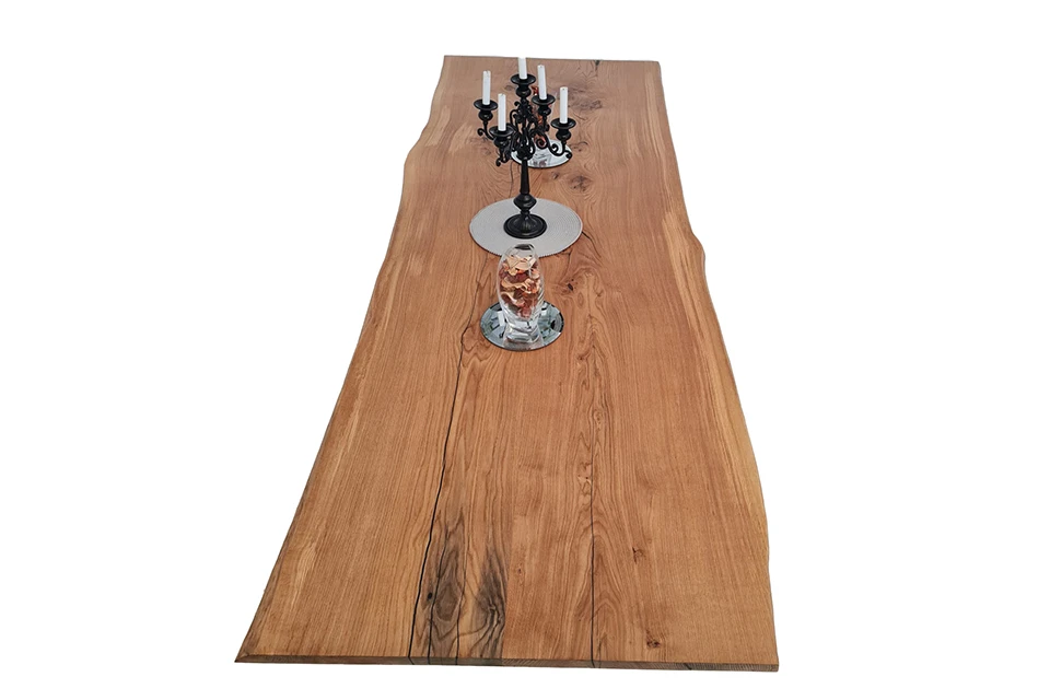 European Oak Dining Room Table Top LiVe Edge UV Lacquered (with Resin) 35mm By 1090mm By 3120mm - Image 3