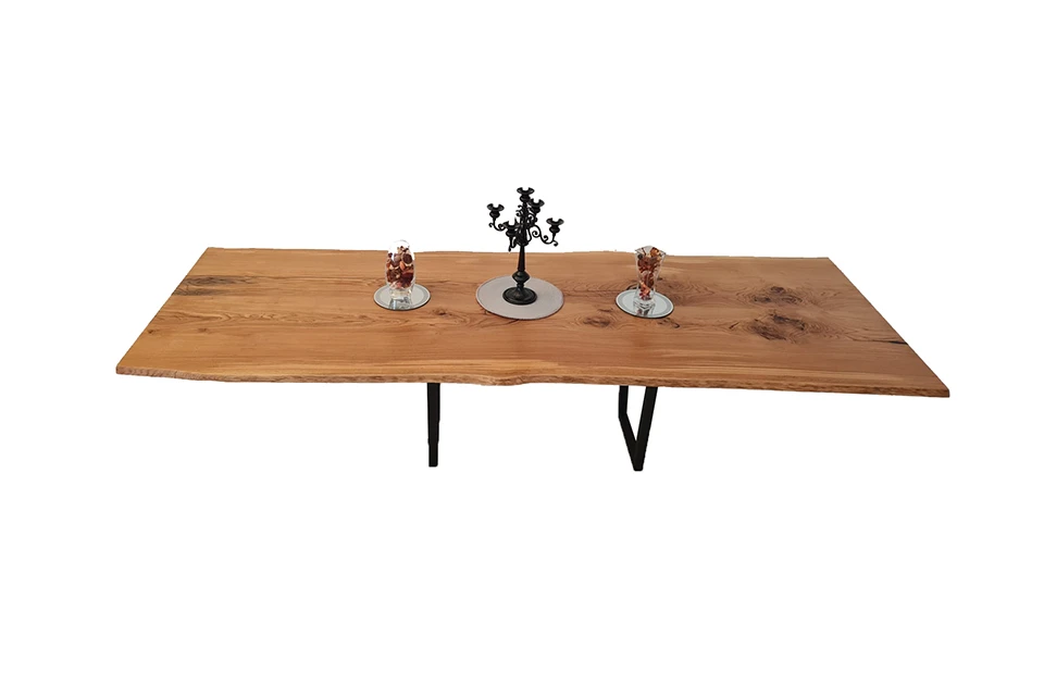 European Oak Dining Room Table Top LiVe Edge UV Lacquered (with Resin) 35mm By 1090mm By 3120mm - Image 2