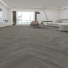 Supremo Luxury Click Vinyl Rigid Core Herringbone Flooring Metal Grey With Built In Underlay 6mm By 120mm By 600mm